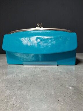 Hobo Vintage Blue Wallet With Kisslock Refurbished